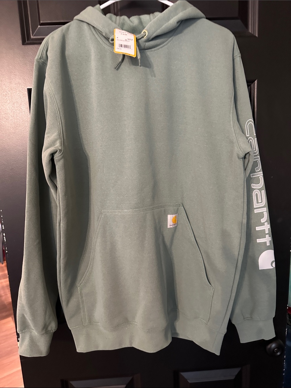 Carhartt Sage Green Pullover Hoodie with Sleeve Logo